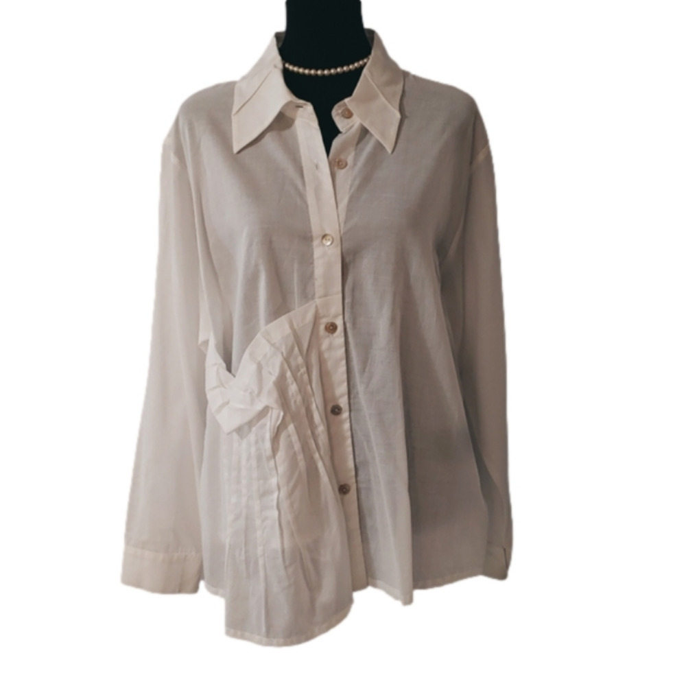 𝅺nwt Animale Womens "TAKE" White Cotton Button Down Blouse Top Shirt 10 12 14